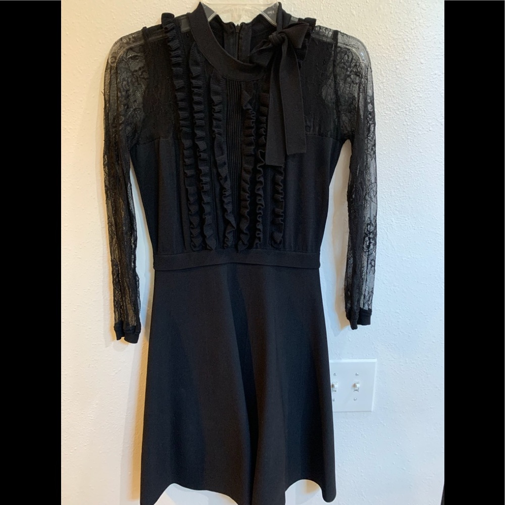 Bow Neck Ruffled Dress